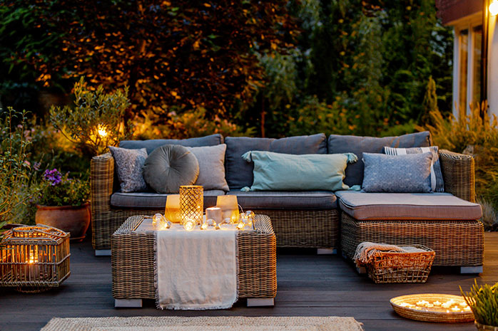 Terrace lighting makes for cosiness and creates an atmospheric ambience